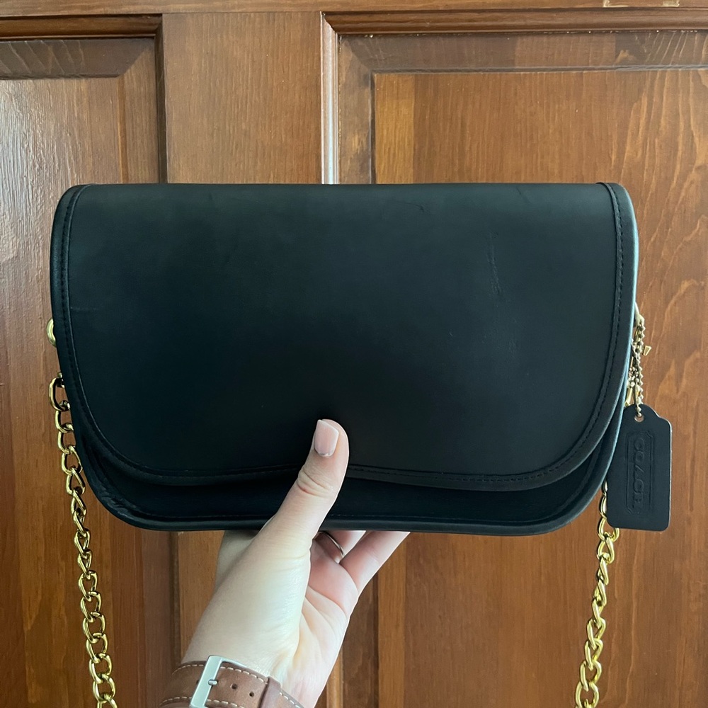 Vintage Coach Black Leather Ritchie Bag 9937 Convertible Clutch Crossbody